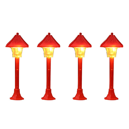 4 kpl Miniatyyri Koriste Mallirautatie Junan Lamppu Mini Katuvalaisin Tolppa Muovi Leikkimökki Mini Stre Red 13X4X4CM