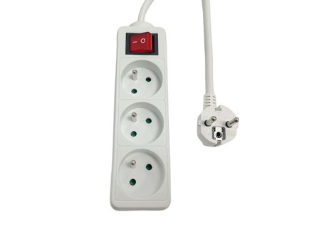 MicroConnect 3-way Power Strip on/off