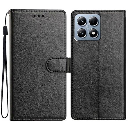 Læder Wallet Stand Telefon Cover med Praktisk Rem til Xiaomi 15T [DB]