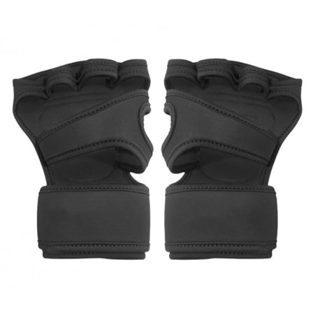 Vektstangtreningshansker, treningshansker for treningsstudio, barhåndtak, støtte for Alpha Cross-Training, roing, styrkeløfting, pull-ups (svart, L)