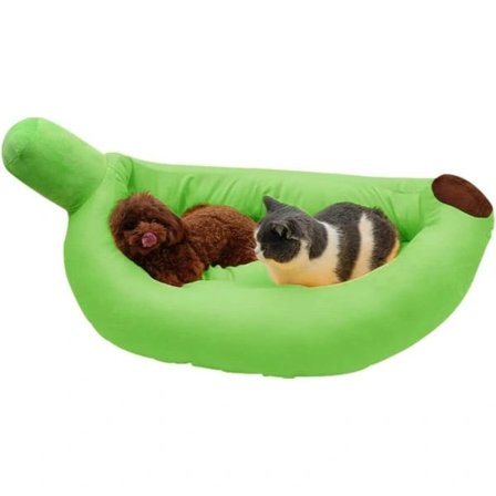 Kreativ fluffig bananbåts kattbädd bananhusdjurssäng mjuk och bekväm hund- och kattvinterhusmadrass husdjursmaterial valpar och kattungar