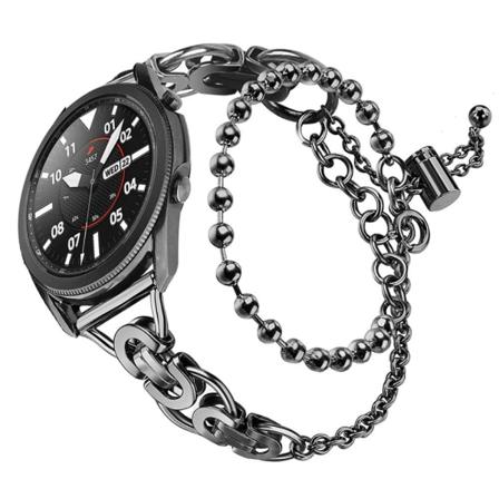 Samsung Galaxy Watch 4 Classic (46mm) / (42mm) klockarmband i rostfritt stål med dubbla cirklar och urholkningar - Svart Svart