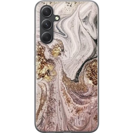 Kompatibelt Mobildeksel til Samsung Galaxy S24+ Beige guldmarmor luksuriøs design med myke linjer og metallisk glans inspirert av elegant interiørstil