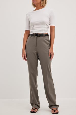 NA-KD Classic Pantalon ajusté et évasé à taille haute - Pantalon cigarette - Gris - EU 34