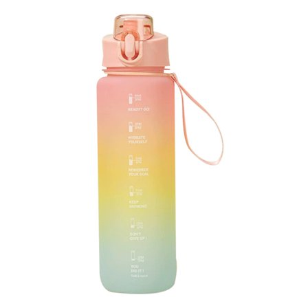 1000ml vandflaske - Udendørs Frosted Rainbow Sports Water Cup