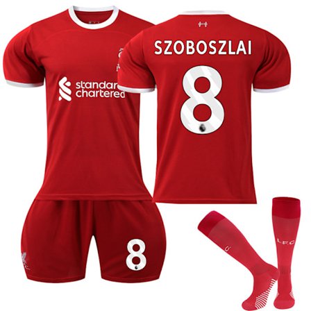 2023-2024 Liverpool Home Barn fotbollströja Kit nr 8 Szoboszlai