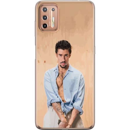 Yhteensopiva Puhelinkuori Motorola Moto G9 Plus Bad Bunny Super Bowl-inspiroima grafiikka, jossa NFL-trofe ja San Franciscon silta urheilusuunnittelus