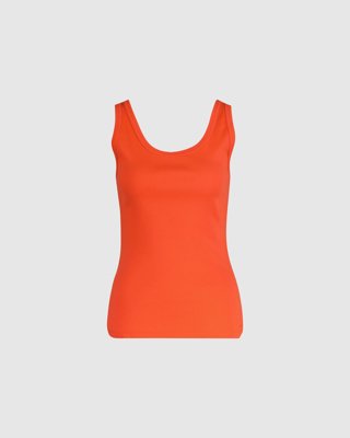 GANT - Ribbestrikket singlet til dame orange red