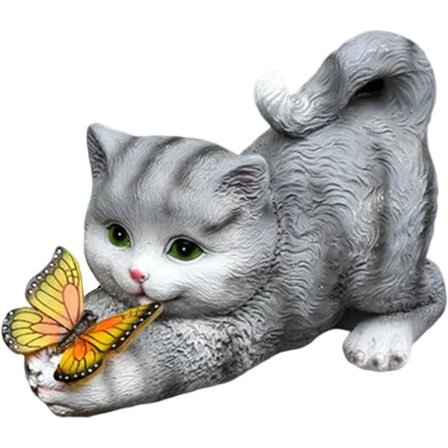 Solcelled Havefigur Udendørs Solcelled Kat Havefigur Harpiks