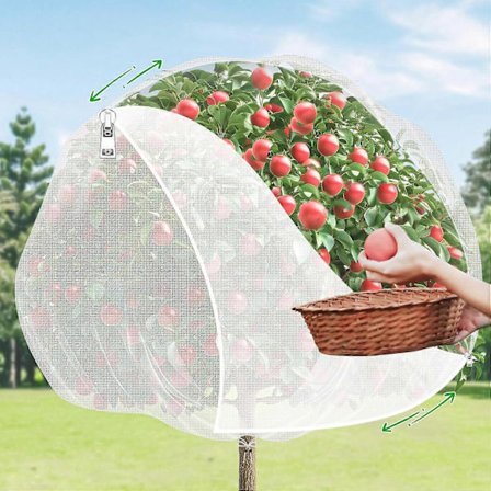 Frugttræsnet med 2-vejs lynlås og snøre - 1,95 m x 1,95 m Haveplantenet Skadedyrsbarriere til at forhindre cikader, fugle, egern, hjorte - Bug Protec