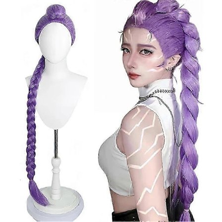 listisk Rumi Anime Cosplay Parykk for Demon Slayer Kostyme & Konvent Black purple Zoey