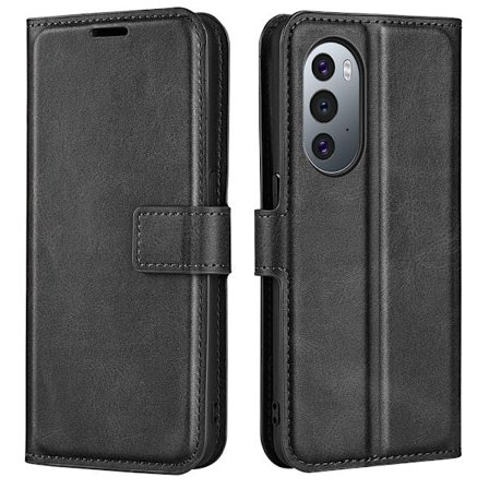 Læderetui med Pung til Motorola Edge 30 Pro / Edge X30 - Sort