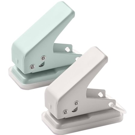 2-pak Mini Hulmaskine med Et Hul, 6 mm, 10 cm, Grøn, Hvid