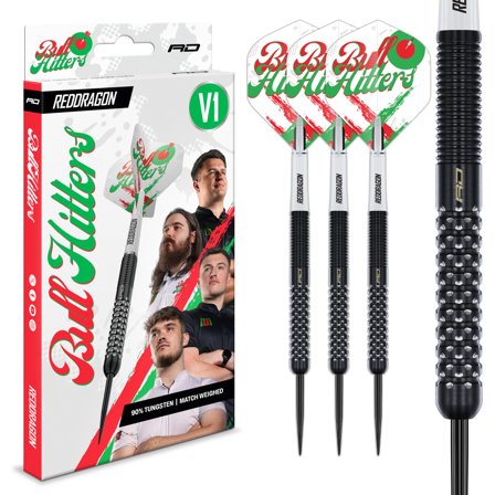 Bullhitters V1 90% Tungsten Darts Black PVD Steel Tip Darts 23g | Red Dragon Darts
