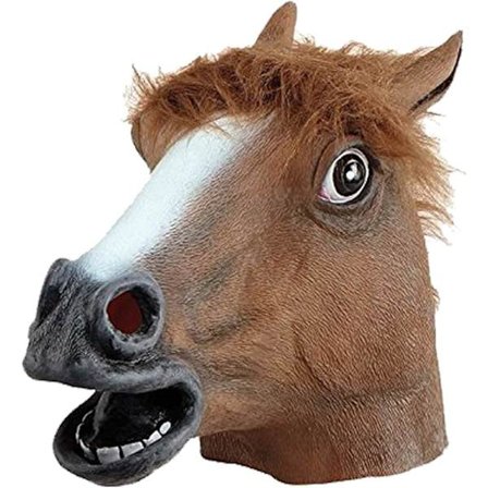 Hästmask av gummi, brun, Hästhuvudmask av latex, Kostym Gangnam Style Dance (Brun)