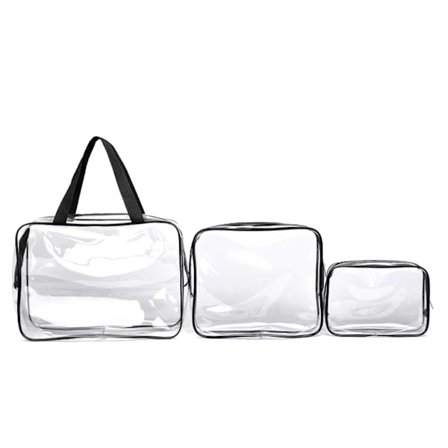 3 pcs Necessary transparent transparent make-up bag