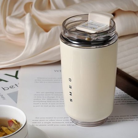 351 ml isoleret kaffekrus, lækagesikker rejsekrus med låg, egnet til både varme og kolde drikke (LGL)