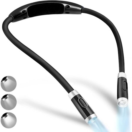 Ladeskjortel LED Leselys, Boklys for Lesing i Sengen, 3 Lysstyrke Nivåer, Fleksible Myke Silikonarmer Komfortabel Bruk, Langvarig