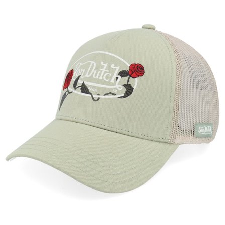 Von Dutch - Grün Trucker Cap - Screen Print White/Green A-Frame Trucker @ Hatstore