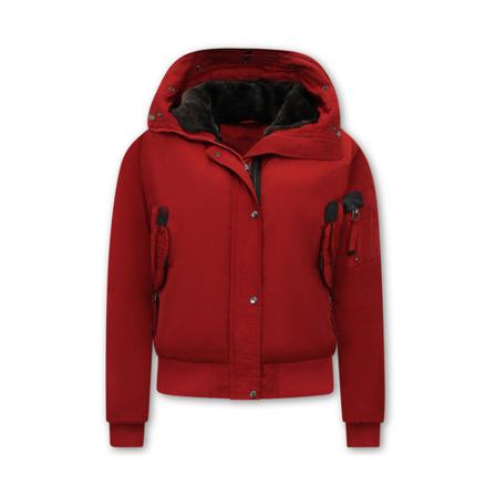 Gentile Bellini Gewatteerde Jas Kort Dames met Capuchon - 8815 - Rood röd, Dam Vinterjackor, Dam, Storlek: S