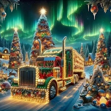 Julefarvebil Diamantkunst Sæt, DIY 5D Rund Fuld Diamant Dot Maleri (Begynder) - Julegave