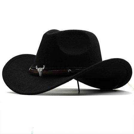 Western cowboyhatt, vinterjazzhatt, filthatt, herre- og damehatter, svart 56-58cm