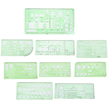 Monitoiminen arkkitehtuuripiirustusmalliviivaimet DIY-maalaus onttoviivainsetti (#6)