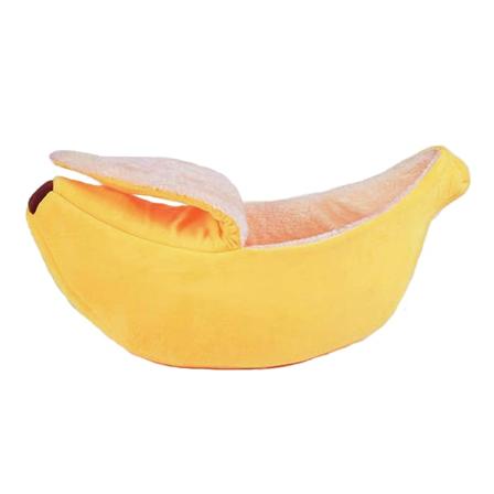 Pyöreä pitkäkarvainen kissanpesä - Irrotettava ja pestävä, universal lemmikkisänky kaikkina vuodenaikoina - keltainen S (45*18*13cm)