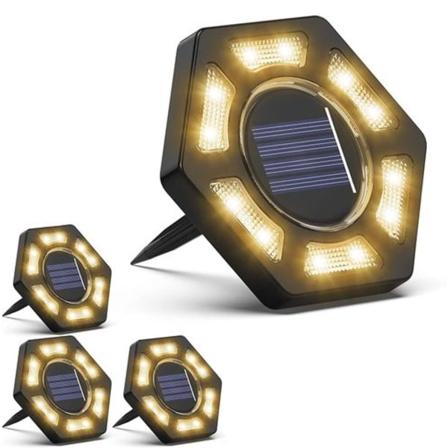 Aurinkokennokäyttöiset lattiavalaisimet, 4 kpl, 12 LED-aurinkolamput ulkokäyttöön, vedenpitävät