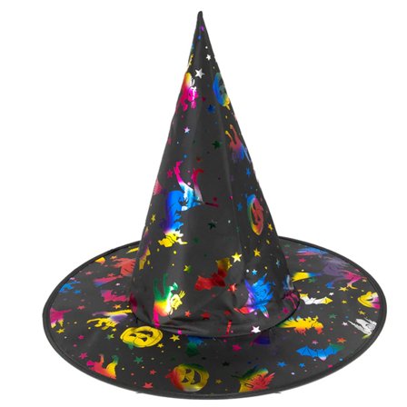 Halloween Häxhatt Färgglad 38x32cm - Halloween Dekoration - Kalaslagret.se