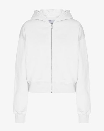 Organic Crop Zip Hood - Optical White