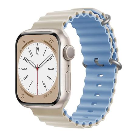 Ocean Armbånd For Apple Watch Band 44mm 40mm 45mm 41mm 49mm 42mm 38mm Smartwatch Silikonrem Iwatch Ultra Series 7 6 3 Se 8 Antique-Mist Blue 42 44 45 