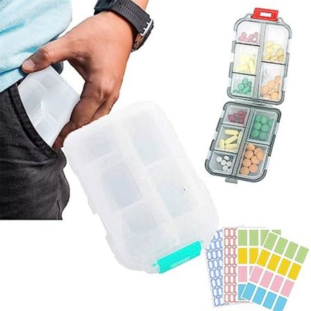 Med Wallet piller med etiketter, Medwallet pillerfodral, Med Wallet pillerfodral, Bärbar daglig pillerfodral, E Medicine Wallet