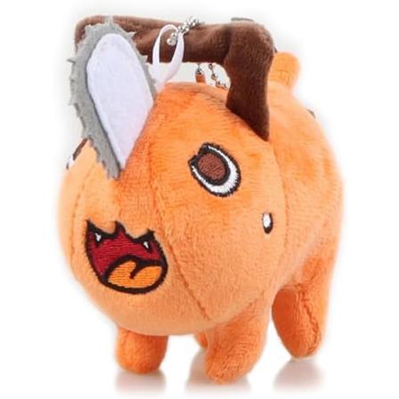 Anime Plushie Chainsaw Man Plysj 3.9'' Fluffy Nøkkelringer Oransje Søt Fylt