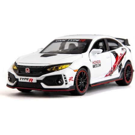 Diecast bil 1/32 til Honda Civic Type-r modelbil Tilbage træk legetøjsbil med lys og lyd Modelbiler til drenge og piger gave - dd
