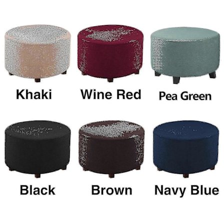 Rund Puf Betræk - Aftageligt Fodskammel Beskyttelsesbetræk til Stue, Ensfarvet