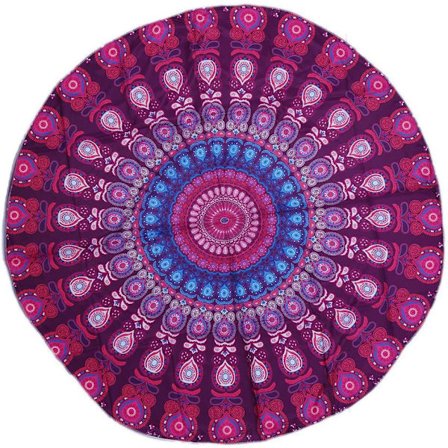 Rund Mandala Gobelin Bohemsk Veggteppe, Strandteppe Piknik Teppe Til