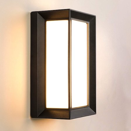Vägglampa 18W Utomhus Modern LED Vattentät IP66 Aluminium Dekorativ Ljus Gård Trädgård Korridor Vägglampa Varm Vit (Svart)