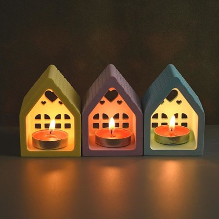 3D Hus Silikonform, Dekorativ Husform för Ljusstakar och Hantverk, Perfekt för Gips, Harts, Betong och Lera Projekt