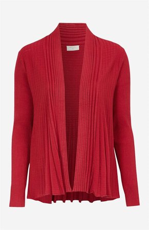 Freequent - Ribbet, åben cardigan i rød til damer i størrelse L (42) - Cellbes