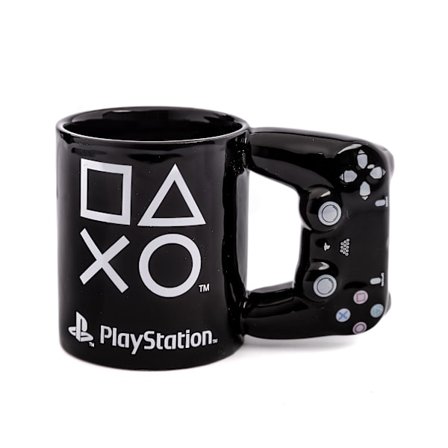 PlayStation Unisex 3D Handtag Mugg Svart Spelkontroll - One Size