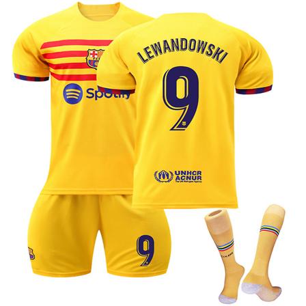 22/23 Ny sesong Borte(3) F.C. Barcelona LEWANDOWSKI Nr 9 Barn Jersey-pakke Barn-22