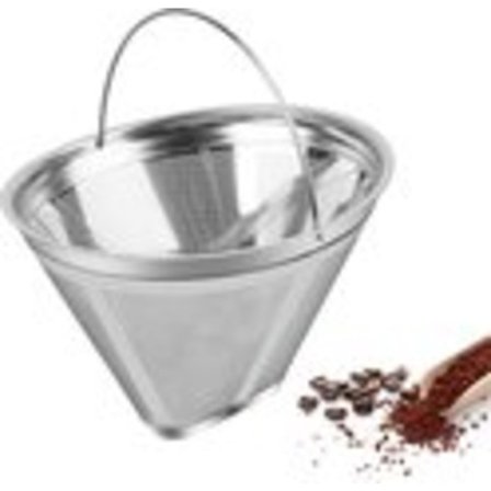 ING Kaffefilter i rustfritt stål, størrelse 4, gjenbrukbart med håndtak – vaskbart for manuell kaffebrygging.