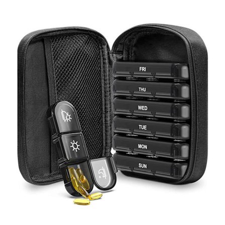 Ugentlig pilleæske til opbevaring af kosttilskud, vitaminer og fiskeolier