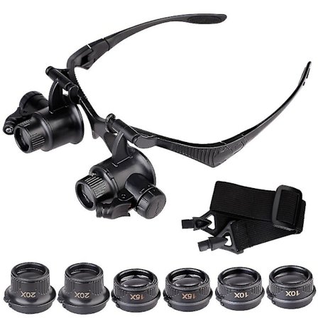 10x 15x 25x LED Handsfree Förstoringsglas Loupe Linser Huvudmonterade Reparationsglasögon