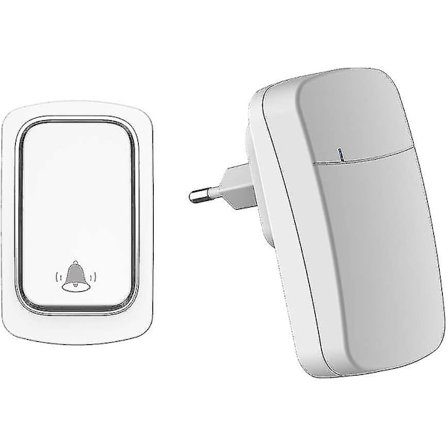 Trådløs selvbetjent dørklokke, ingen batterier nødvendig, rekkevidde opptil 200 m, 38 ringetoner, 3 volumnivåer, enkel å installere (hvit)