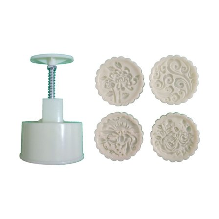 200g Månkakaformar av plast Blomrosformade 3D DIY Mooncake-stämplar
