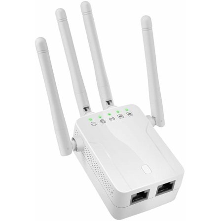 WiFi-repeater, WiFi-förstärkare, WiFi-extender, max 120 m², kraftfull WiFi-repeater med Ethernet-port, kompatibel med alla internetboxar