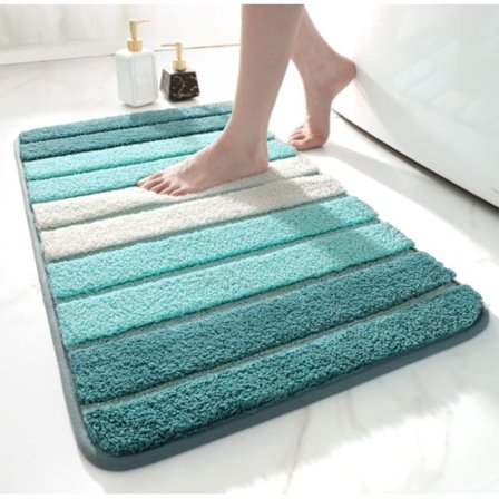 Azure Halkfri Badrumsmatta 40 x 60 cm, Mjuk Mikrofiber Badrumsmatta, Vattenabsorberande, Maskintvättbar, Extra Tjock Duschmatta för Badrum