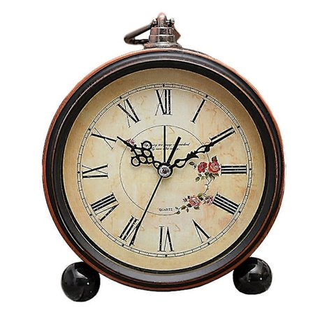 Vintage Hängbar Batteridriven Väckarklocka Metall Nattlampa Supertyst Bords Quartz Klocka Tid [DB]